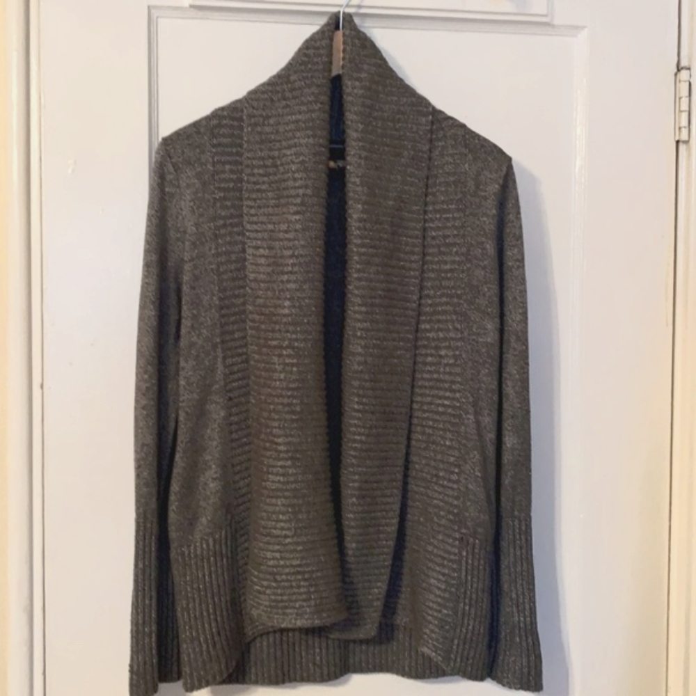INC Ribbed Shawl Collar Open Front Cardigan